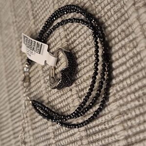 Real Black Spinel and Sterling Ring and Bracelet Set